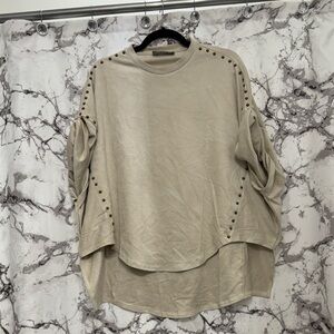 Studded Faux Suede Oversized T-Shirt